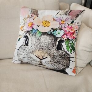 Floral Bunny Pillow COVER ONLY - 16" by 16" - NWOT